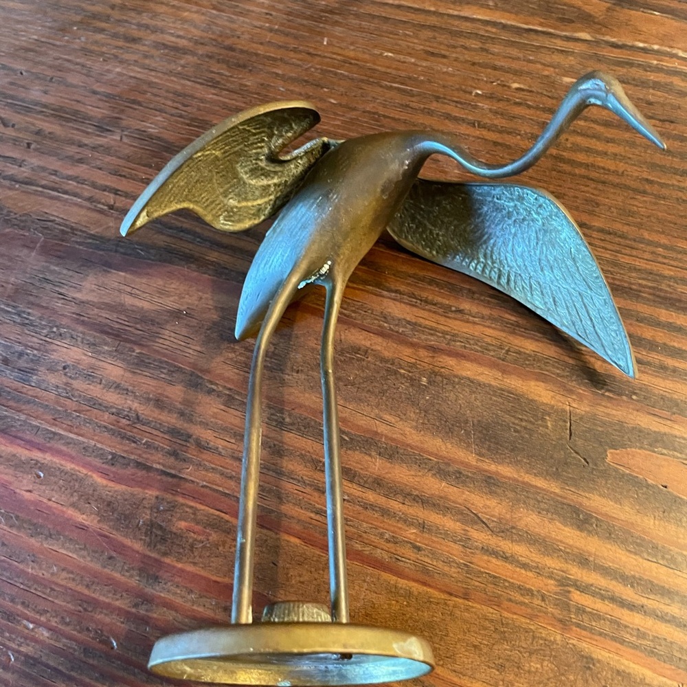 Vintage brass crane figurine